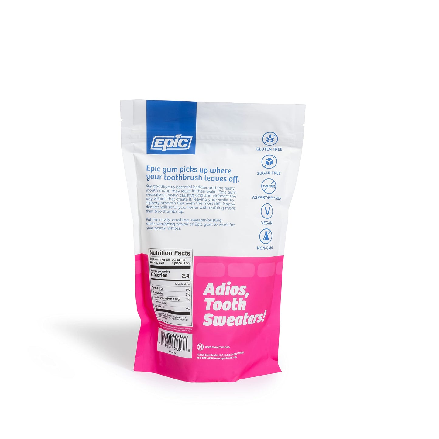 Epic Gum - Aspartame Free 100% Xylitol - Chewing Gum Sugar Free Gum - Bubblegum Flavored, 500 Pieces (Pack Of 1)