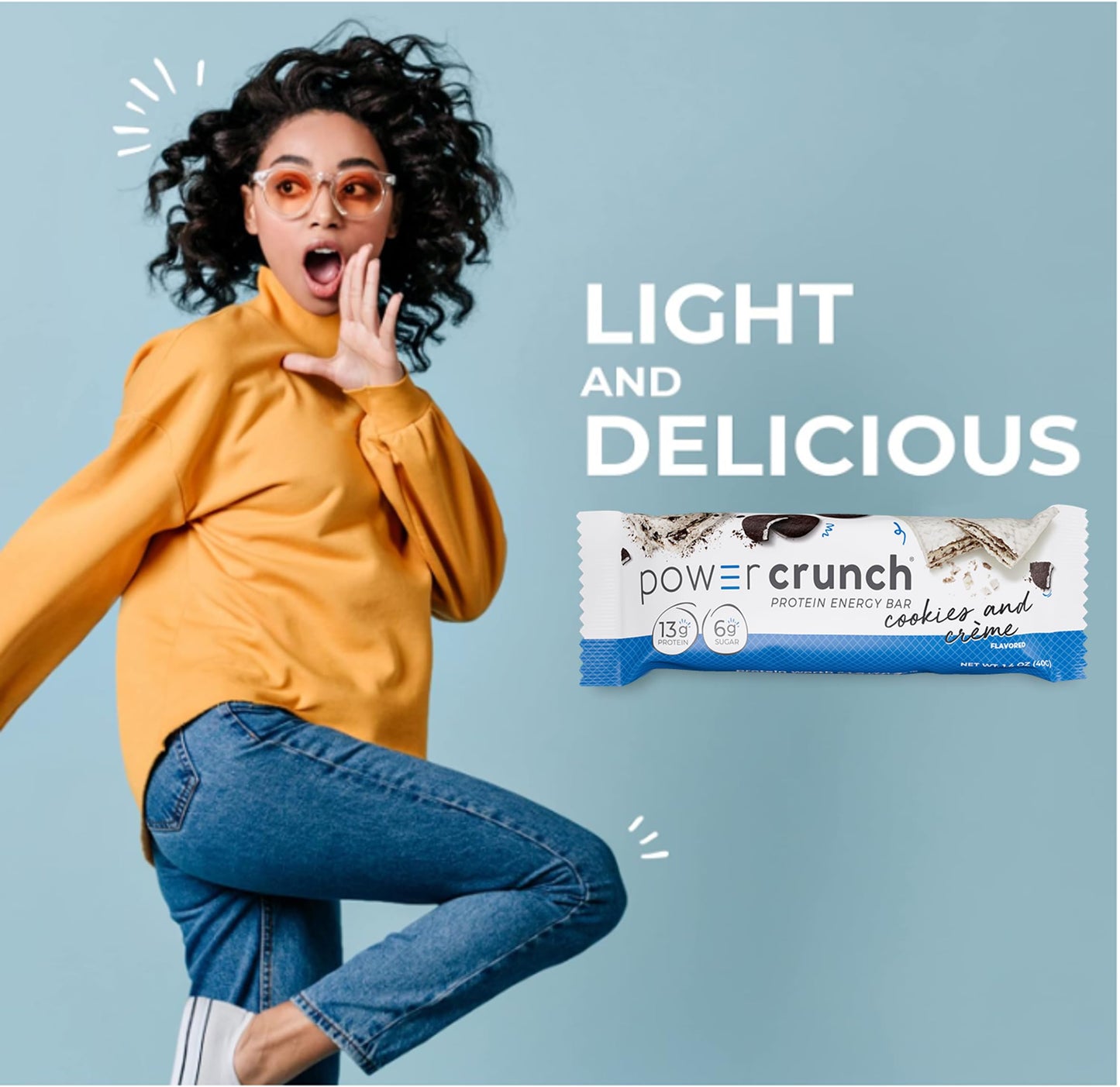 Power Crunch Protein Bars, High Protein Snacks With Delicious Taste, Cookies And Crème, 1.4 Ounce (12 Count)