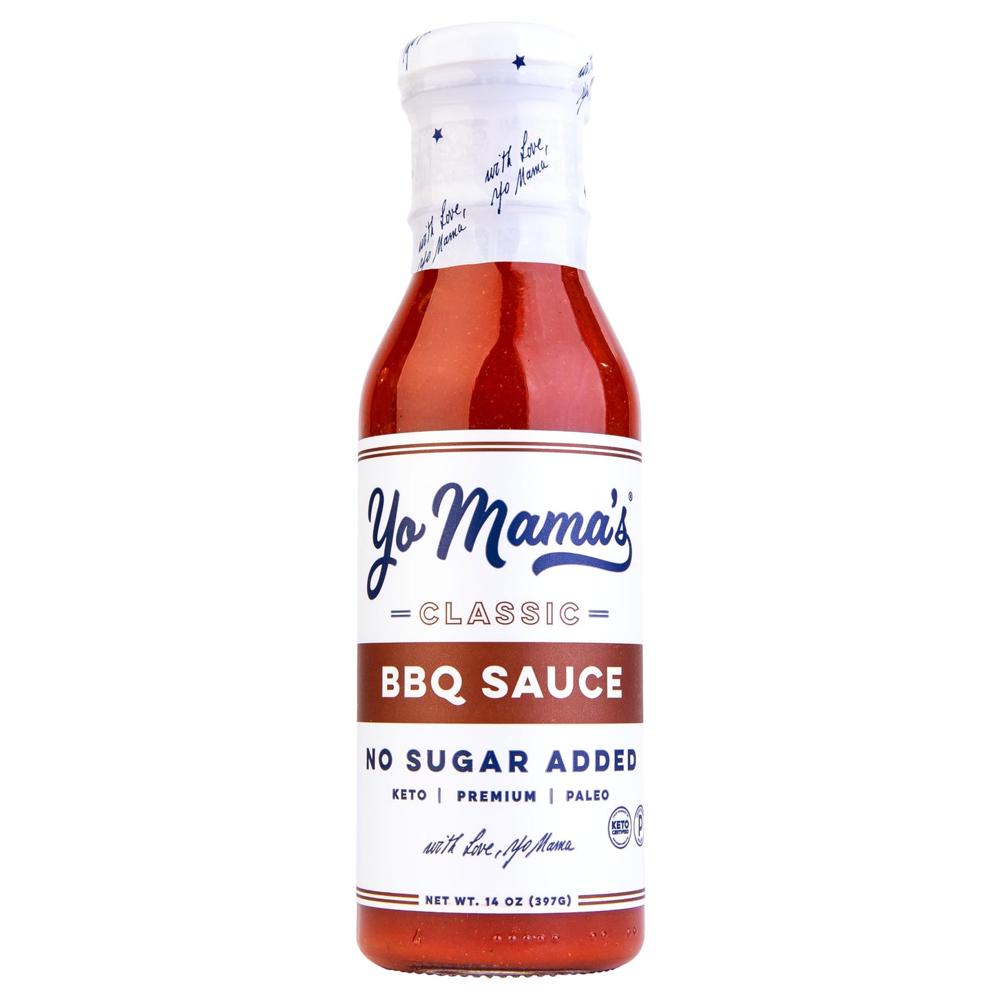 Yo Mamas Foods Keto Barbecue Sauce - No Sugar Added, Low Carb, Vegan, Gluten Free - 14 Ounce
