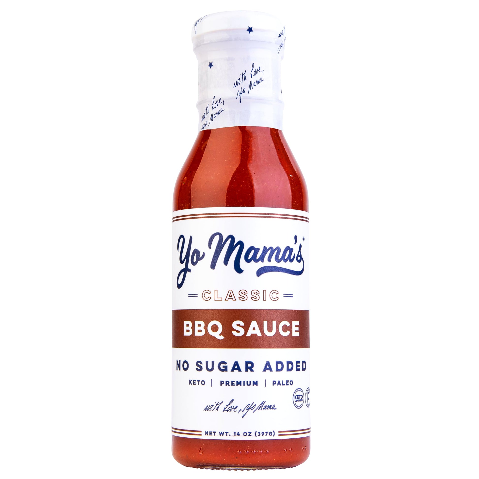 Yo Mamas Foods Keto Barbecue Sauce - No Sugar Added, Low Carb, Vegan, Gluten Free - 14 Ounce