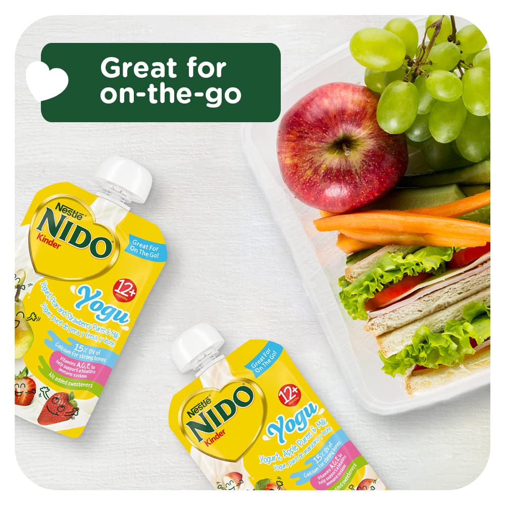 Nestle Nido Baby Food Pouches, Toddler, Yogurt, Strawberry Puree And Milk, 3.5 Oz