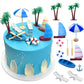 Lebery Beach Cake Topper 13Pcs Hawaiian Cake Toppers Decoration Summer Ocean Cake Topper Beach Chair Umbrella Boat Palm Tree Cak