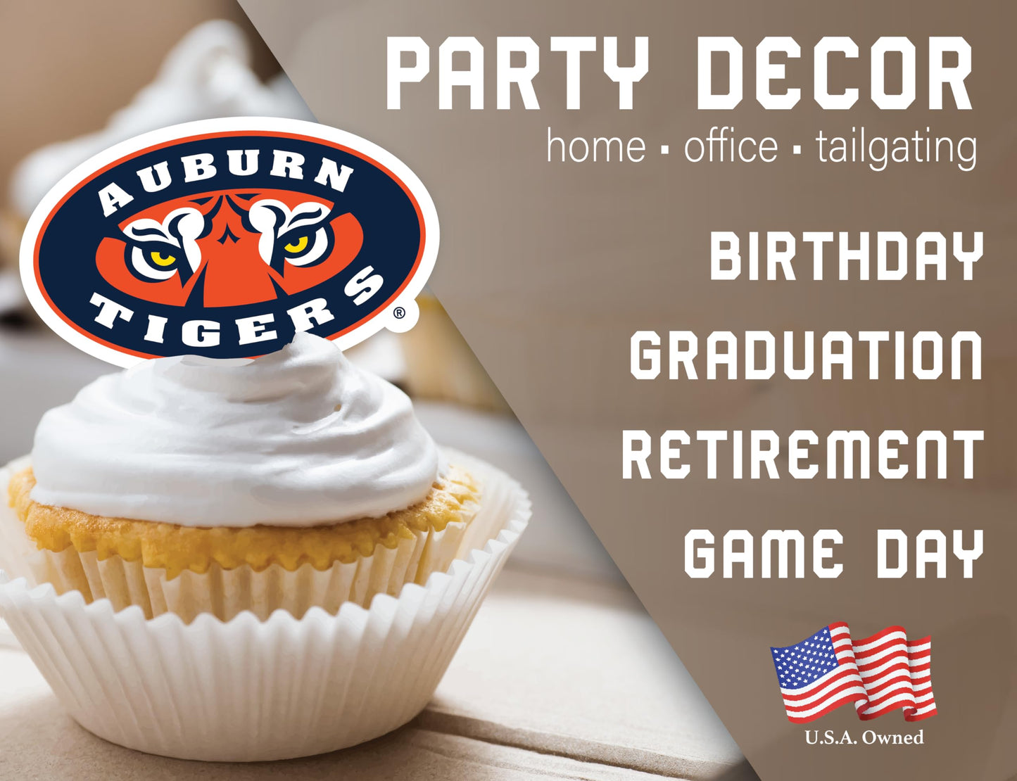 Auburn Tigers Cupcake Toppers (24 Pieces) Auburn University Party Supplies For Football, Birthday Gift, Graduation Party Decorat