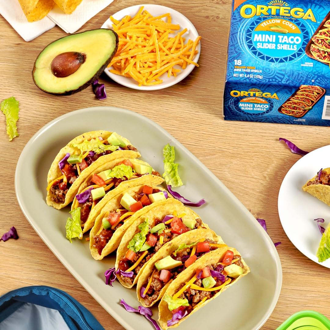Ortega Mini Taco Slider Shells, Yellow Corn, 18 Count (Pack Of 6)