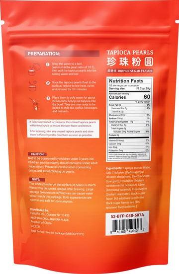 52Usa Boba Tapioca Pearl, Black Sugar Flavor, Fresh Bubble Tea Pearl, 8.8 Oz (250 G), Black Tapioca Pearl For Bubble Tea, Ready