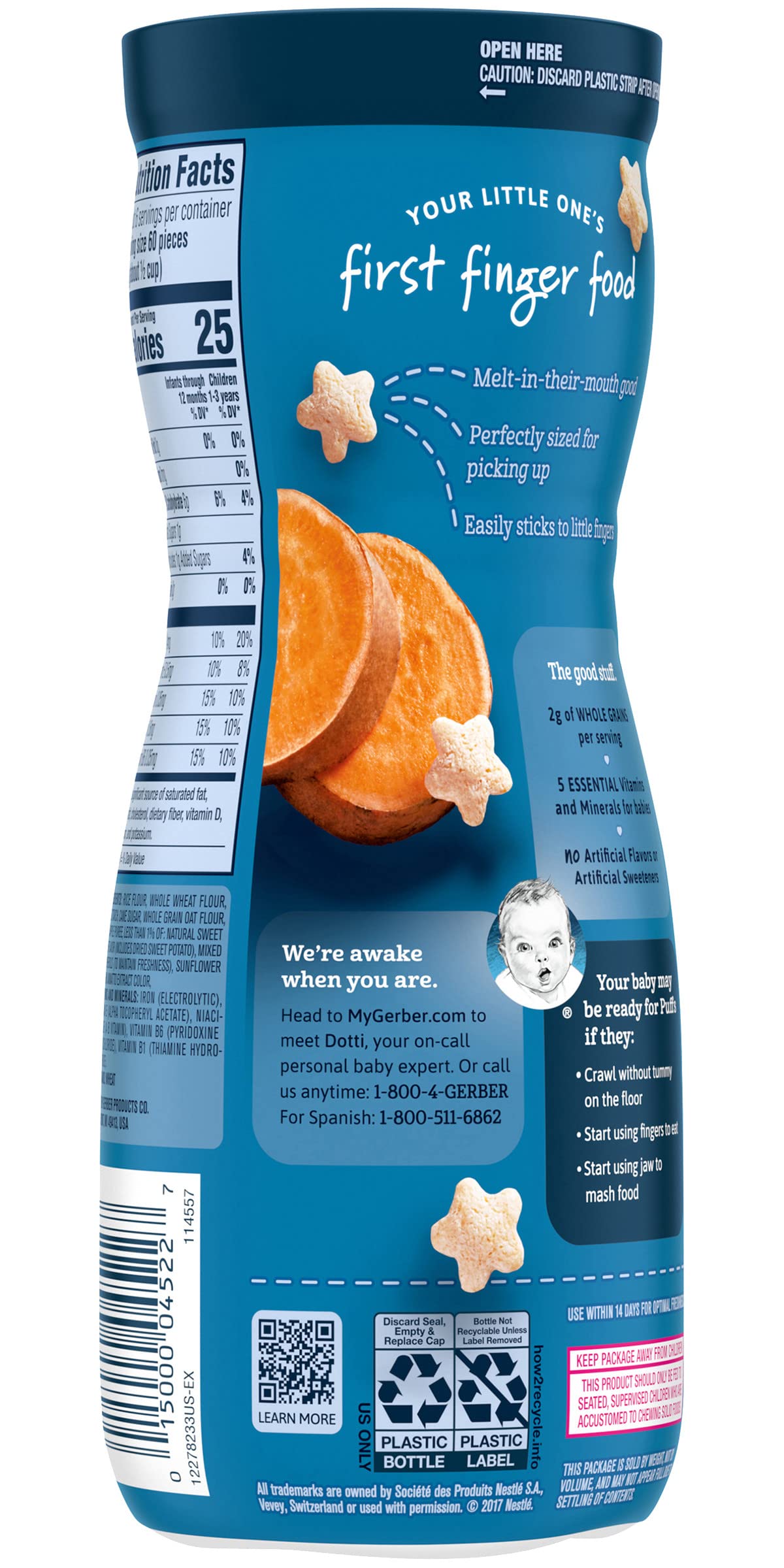 Gerber Graduates Puffs Cereal Snack, Sweet Potato, 1.48 Ounce