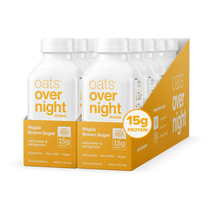 Oats Overnight Maple Brown Sugar Bottled Shake - Gluten Free, Non-GMO, Vegan Friendly Breakfast Meal Replacement Shake with Powd