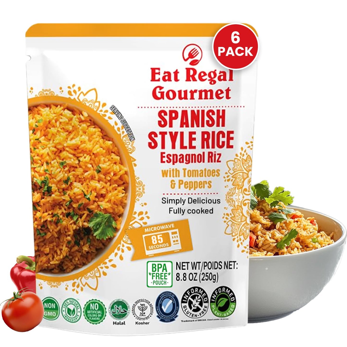 Eat Regal Microwavable Spanish Rice, Non-GMO & Gluten-Free, 8.8 Ounce (Pack of 6)