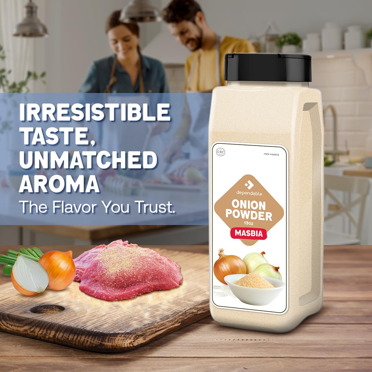 Dependable Foods Onion Powder – 13 Oz. Container - 100% Natural, Non-Gmo, Kosher Seasoning, Perfect For Sauces, Gravies, Soups, Dips & More - 100% Natural, Non-Gmo, Granulated Onion Powder