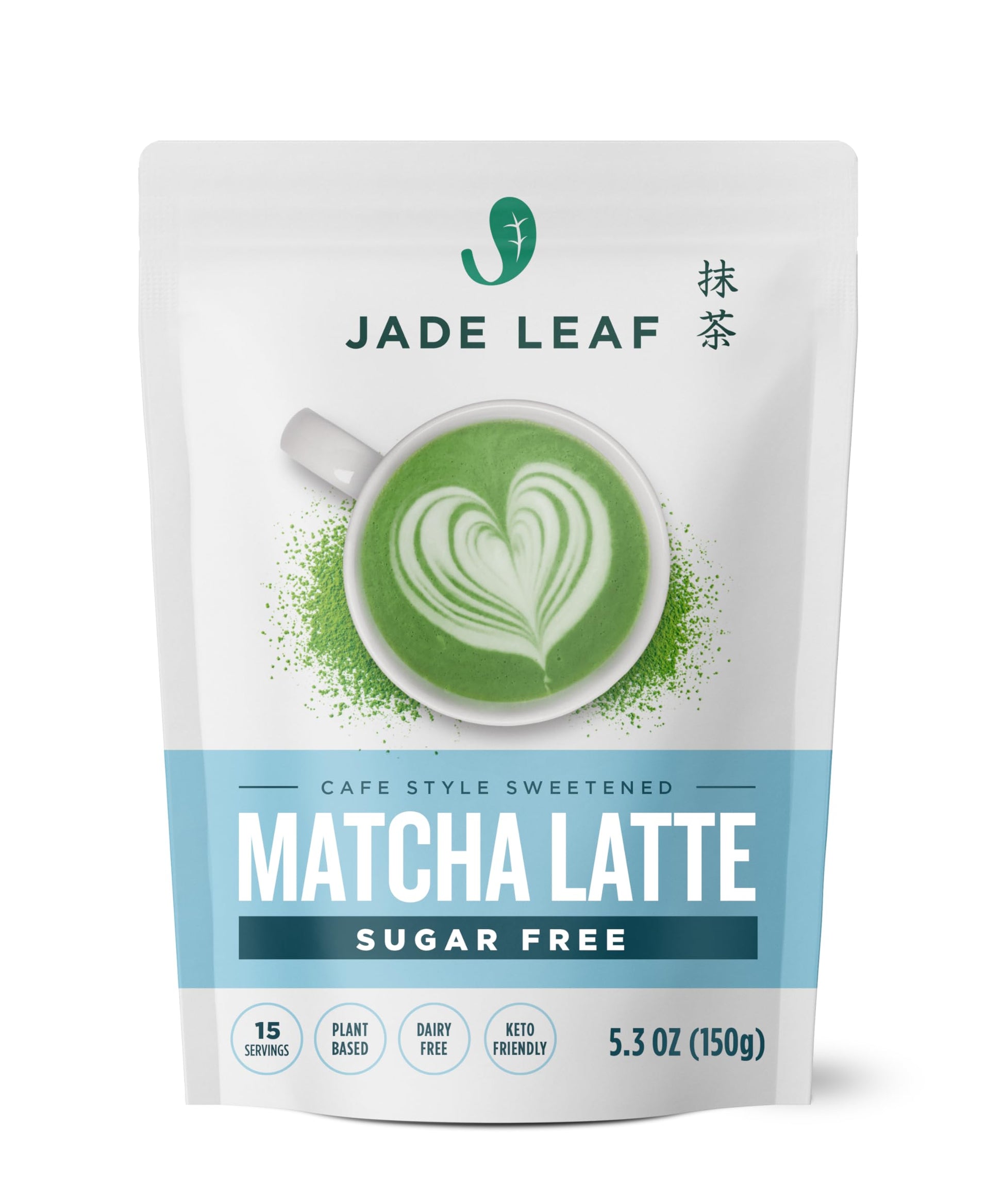 Jade Leaf Matcha Organic Sugar Free Matcha Latte Mix - 15 Servings - Green Tea Powder - Authentic Japanese Origin - 5.3 Ounce Pouch