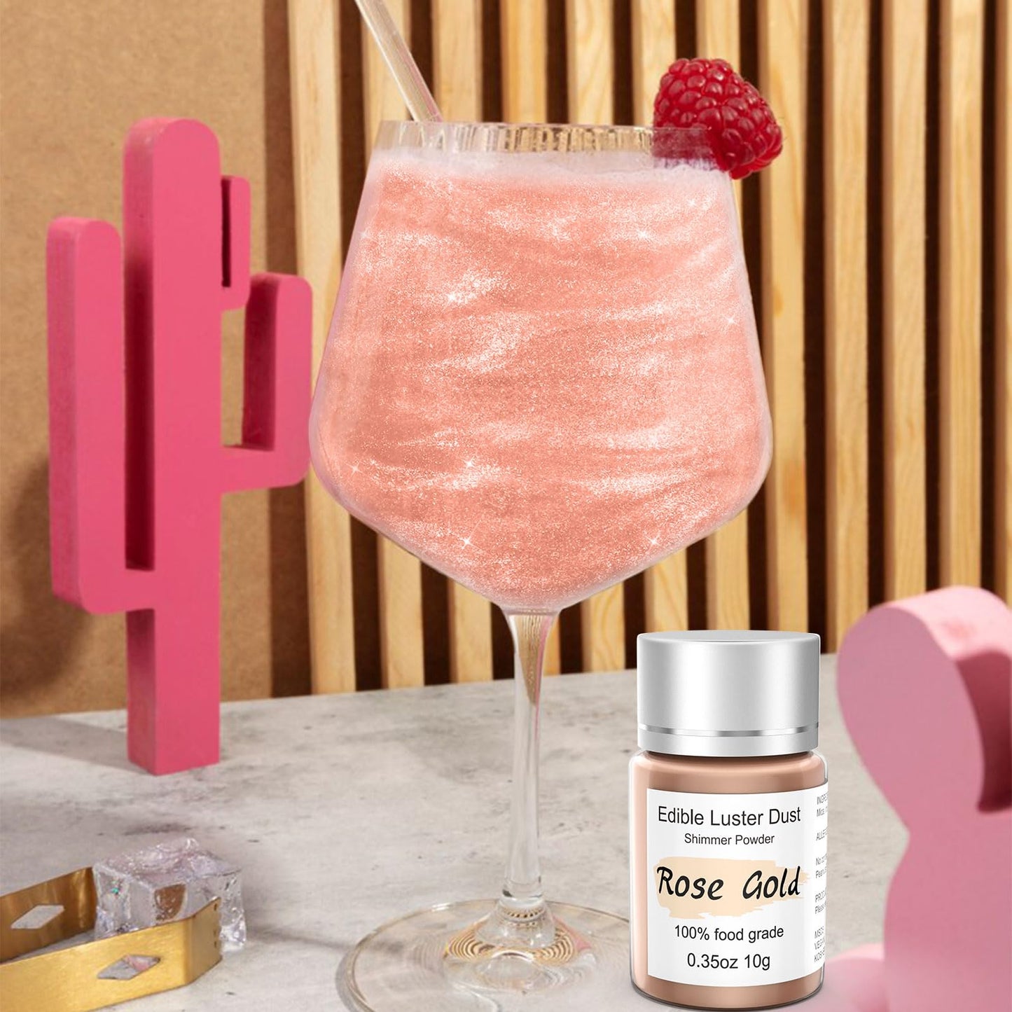Colaele Edible Glitter - Rose Gold Luster Dust for Cake Decorating, 10g