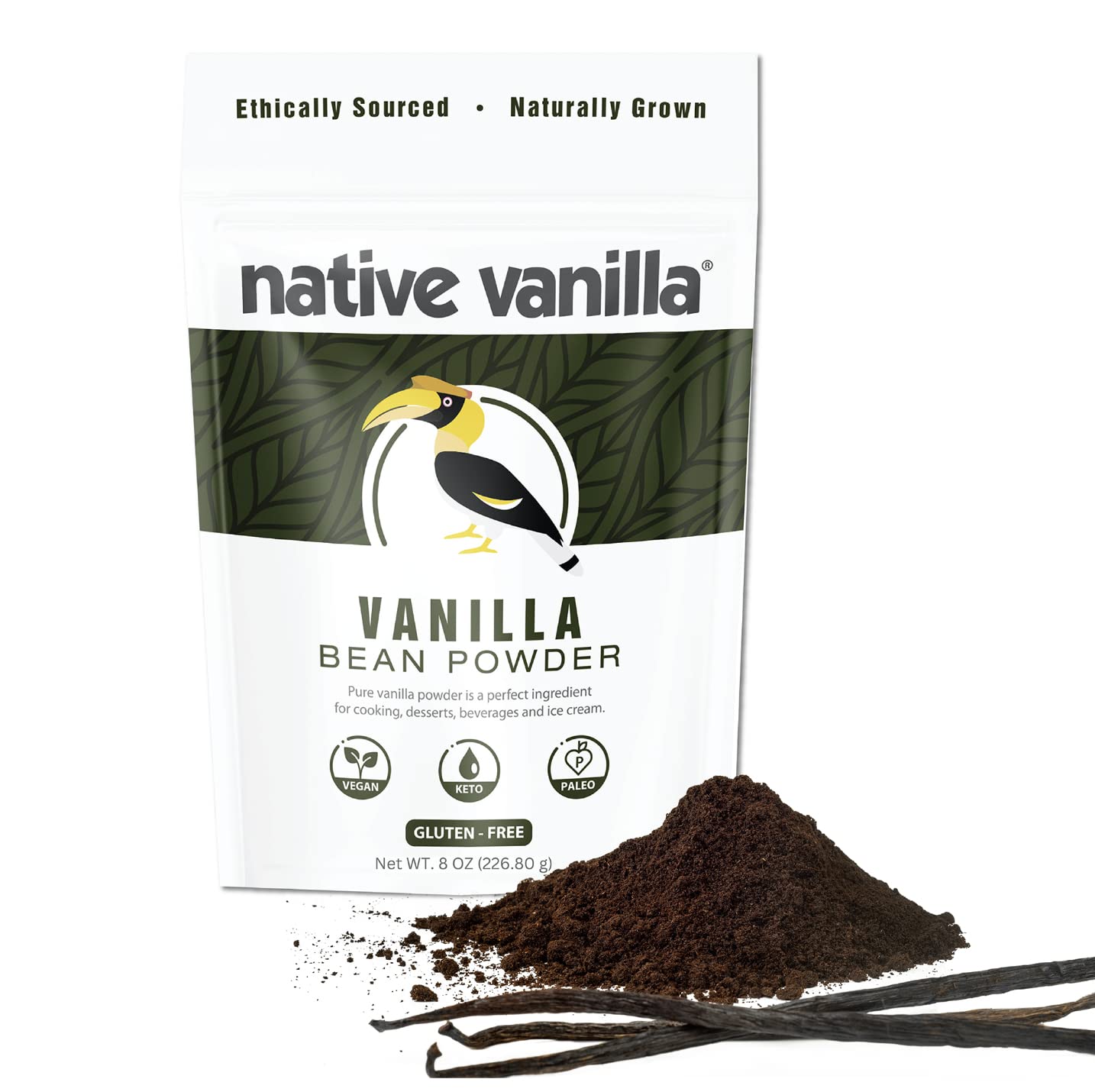 Native Vanilla Premium Gourmet Ground Vanilla Bean Powder - 100% Pure - 8 Ounce (Pack of 1)