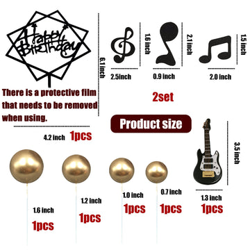 24Pcs Guitar Cake Toppers Music Note Birthday Cake Toppers 1:12 Guitar Model Decorations For Musician Party Birthday Party Rock