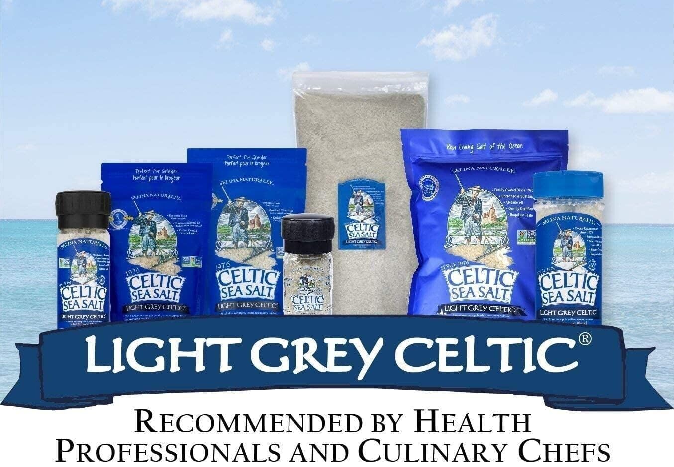 Selina Naturally Celtic Salt Light Grey Coarse, 8 Ounce Bag - Vital Mineral Blend for Cooking and Seasoning