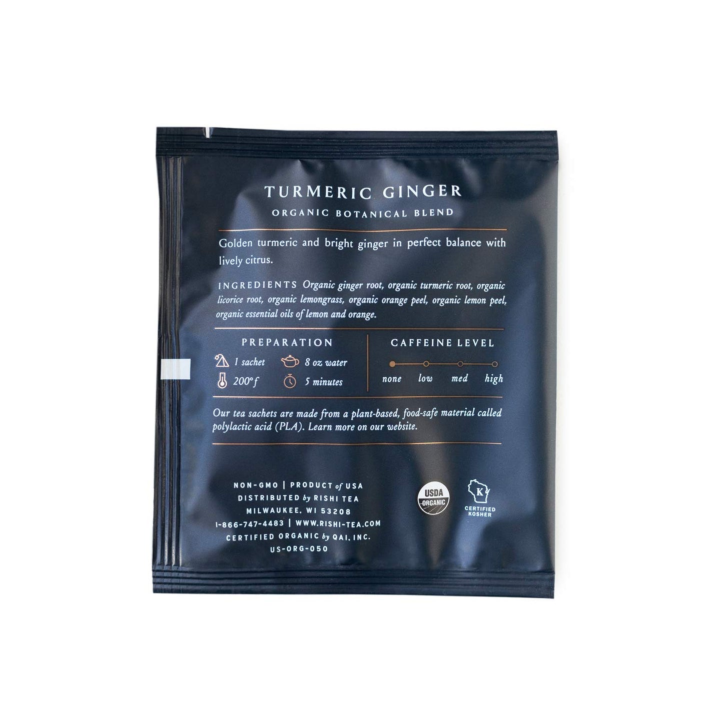Rishi Tea Turmeric Ginger Herbal Tea - Organic Caffeine Free Ayurvedic Digestive Blend - 50 Count Sachet Bags