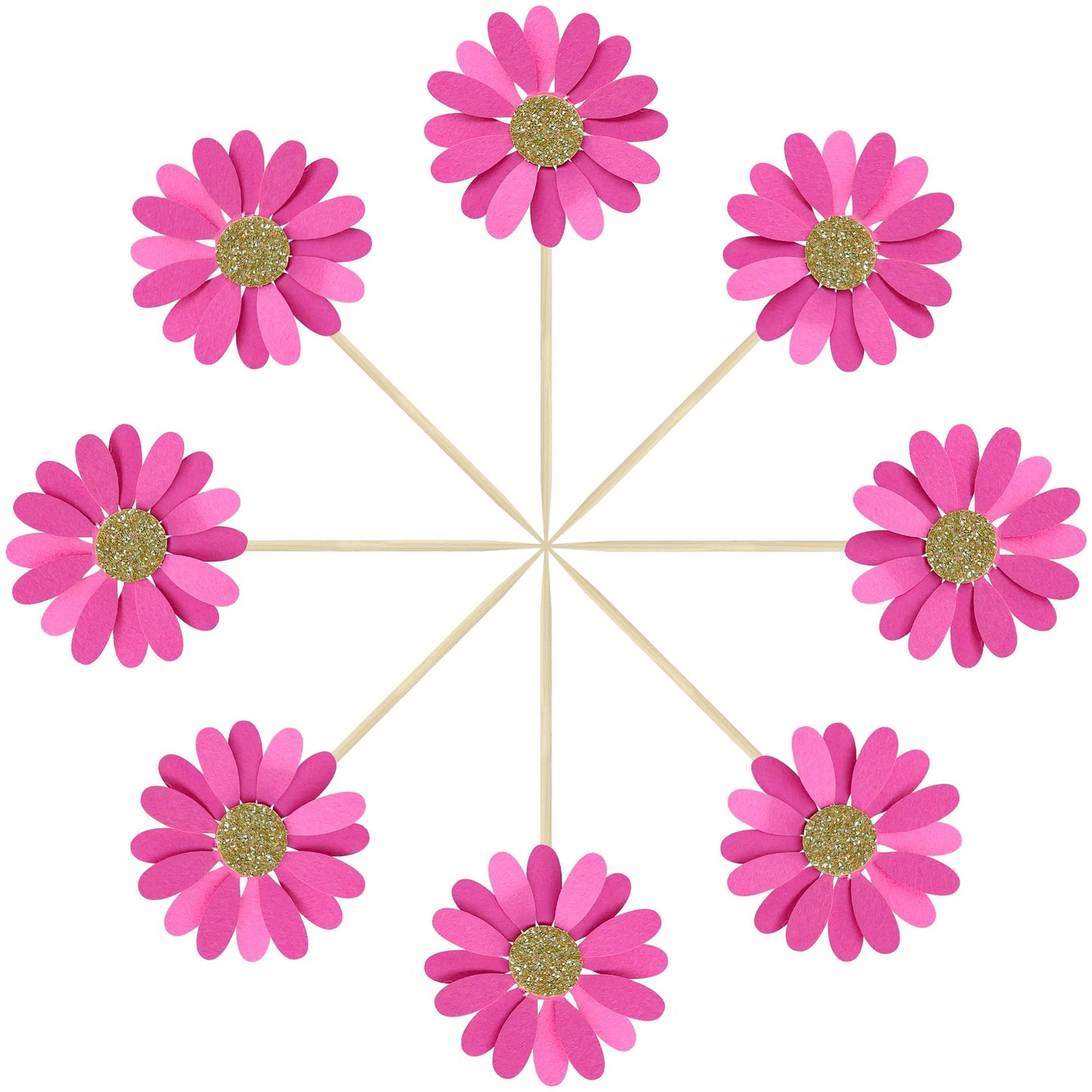 24Pcs Daisy Cupcake Toppers Flower Cake Topper Decorations Daisy Cake Decorations Chrysanthemum Cupcake Toppers Spring Daisy Flo