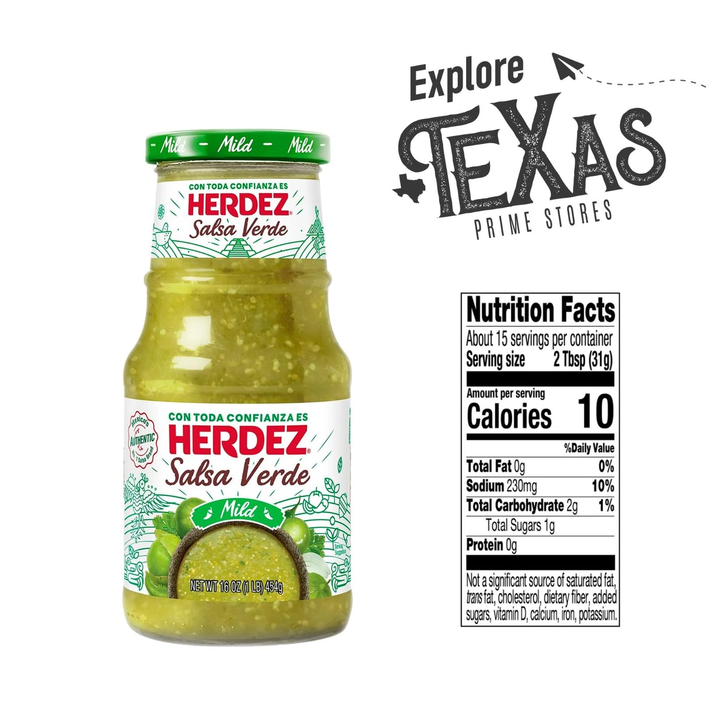 Herdez - Lavinia Essentials Bundle: 4-Pack of Salsa Verde Mild 16oz Glass Bottle + 1 Utility Prop