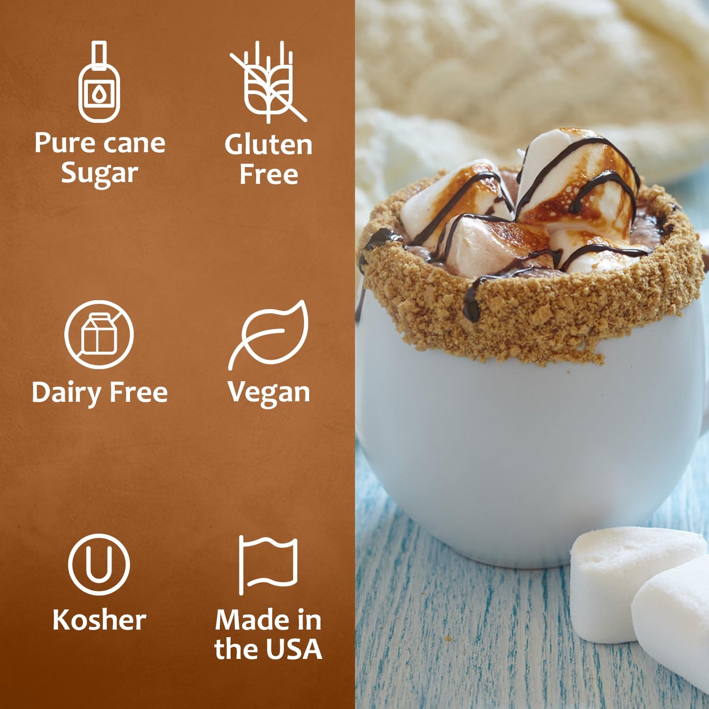 Syruvia Smores Syrup - Smores Coffee Syrup Flavor, 25.4 Fl Oz, Kosher, Gluten Free, Perfect For Coffee, Drinks, Soda, Desserts,