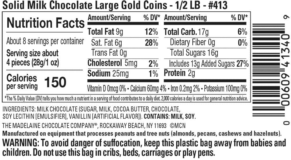 Madelaine Gold Chocolate Coins - Individually Wrapped Easter Candy Basket Fillers - 1/2 LB Easter Chocolates Large Gold Coins