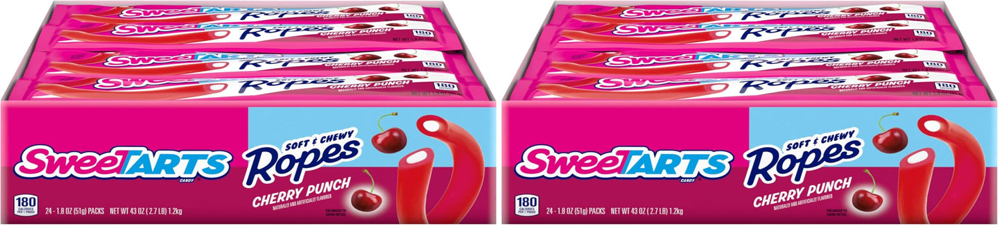 SweeTARTS Soft and Chewy Ropes, Cherry Punch Flavor, 1.8 Ounce Pouches (Pack of 48)