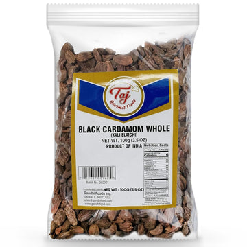 TAJ Premium Black Cardamom, Kali Elaichi, 3.5-Ounce Pack, Gourmet Spice