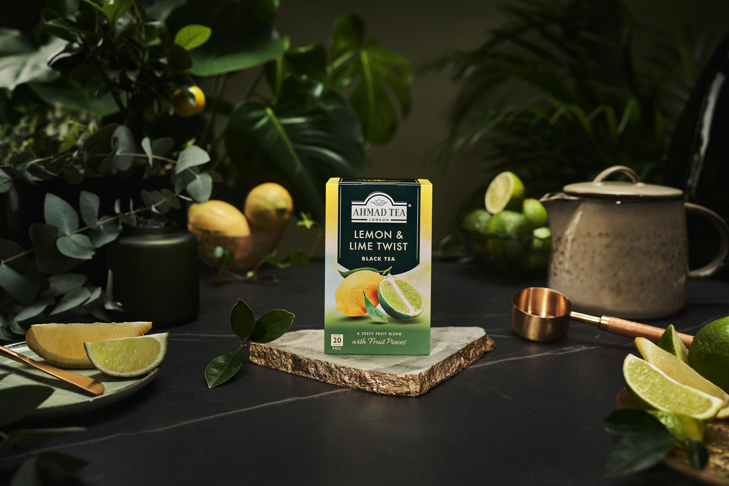 Ahmad Tea Black Tea, Lemon & Lime Twist Teabags, 20 Ct (Pack Of 1) - Caffeinated & Sugar-Free
