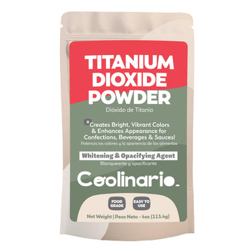 Coolinario Titanium Dioxide Powder (4 Oz) Food Grade Whitening & Opacifying Agent for Confections, Beverages & Sauces | Creates 