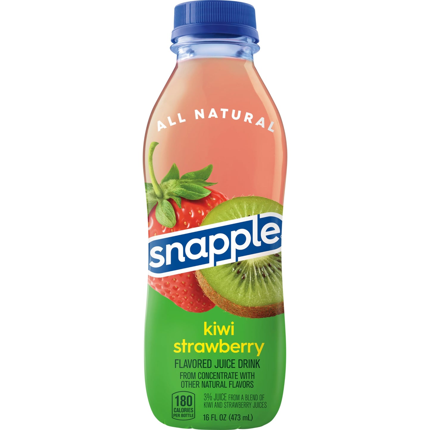 Snapple Kiwi Strawberry Juice Drink, 16 Fl Oz Bottle, Pack of 12, All Natural, No Artificial Flavors, 3% Real Juice