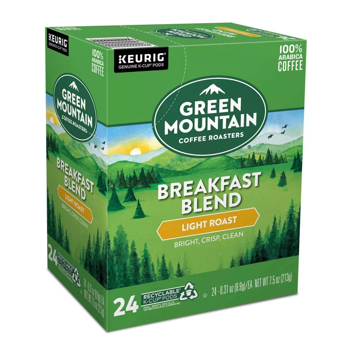 Green Mountain Coffee Breakfast Blend K-Cup Portion For Keurig Beverage Makers  Light Roast  24 Count