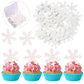 50 PCS White Edible Snowflake Cupcake Toppers Winter Frozen Snowflake Cupcake Picks Rice Paper Snowflake Cake Decorations for Wi
