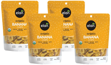 Elan Organic Banana Chips, 4.8 oz, Non-GMO, Vegan, Gluten-Free, Kosher, Sweetened with Organic Sugar, Crunchy Snacks, Sweet Snac