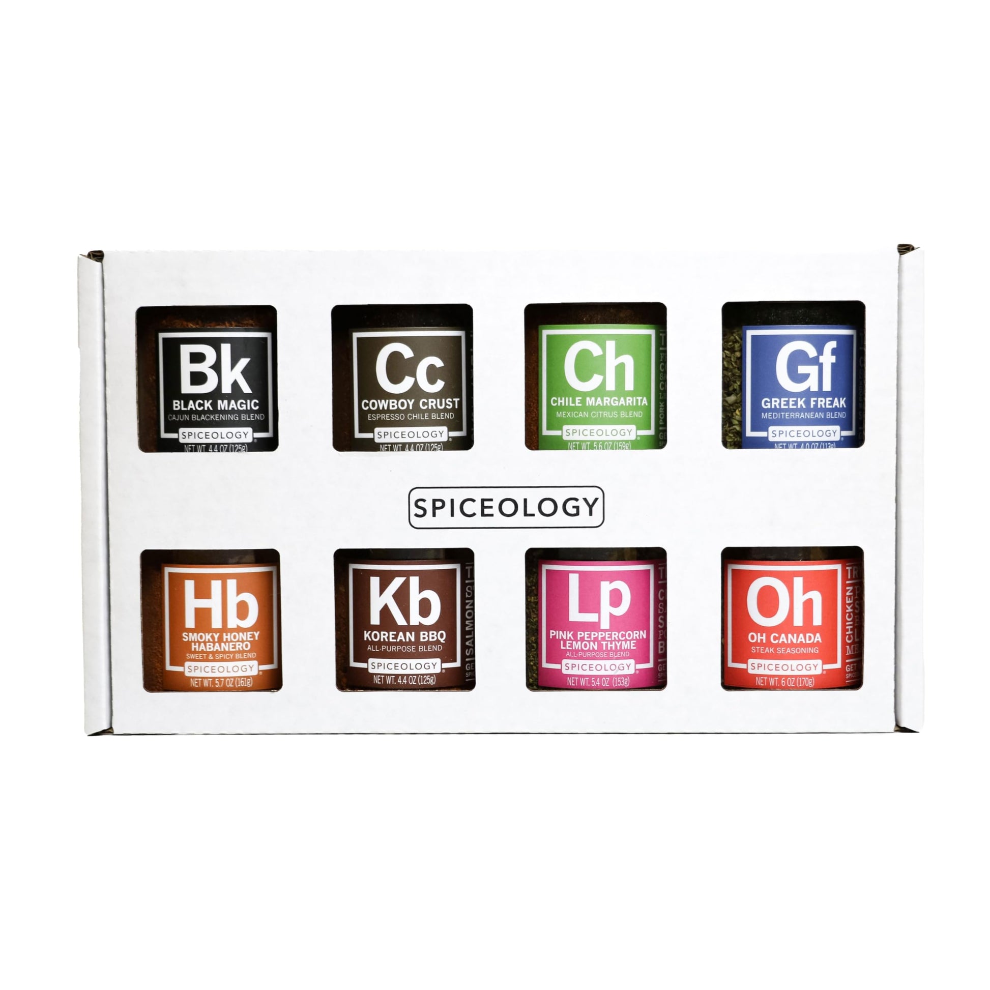 Spiceology BBQ Rubs Gift Set - 8-Pack of Large Seasoning Jars for Steak, Chicken, Fish, and All-Purpose Use - Model S-PL-9144