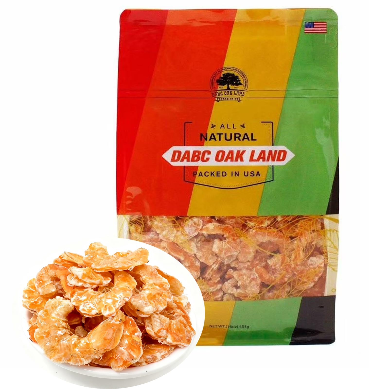 DABC OAK LAND Dried Shrimp - Medium Large 16oz - Fresh-Caught & Dehydrated Seafood for Snacks, Salad, Pad Thai or Soup