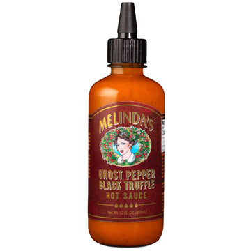 Melindas Ghost Pepper Black Truffle Hot Sauce - Gourmet Ghost Pepper Hot Sauce with Italian Black Truffle Perfect for Fries, Wi