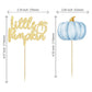 Gyufise 24Pcs Little Pumpkin Cupcake Toppers Blue Pumpkin Cake Toppers Gender Reveal Cake Decorations For Thanksgiving Birthday
