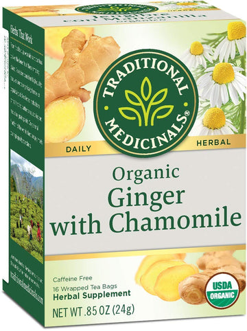 Traditional Medicinal Organic Ginger With Chamomile Tea - 16 Bags