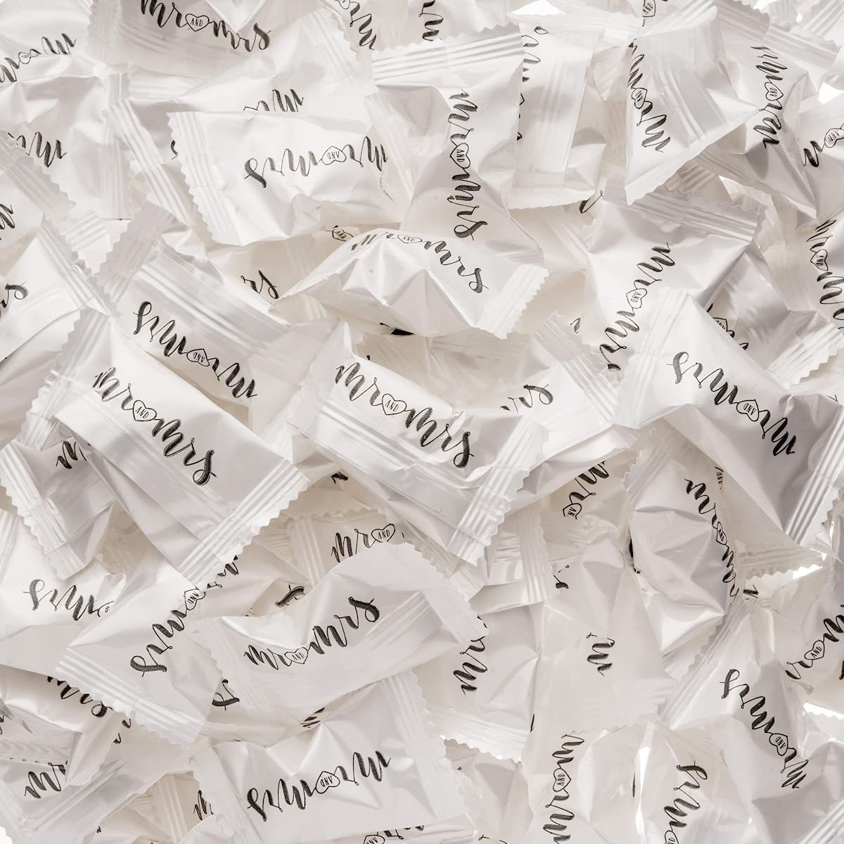 Candy Envy - Modern Mr. and Mrs. Buttermints - 13 oz. Bag - Approximately 100 Individually Wrapped Mints - Wedding Favors