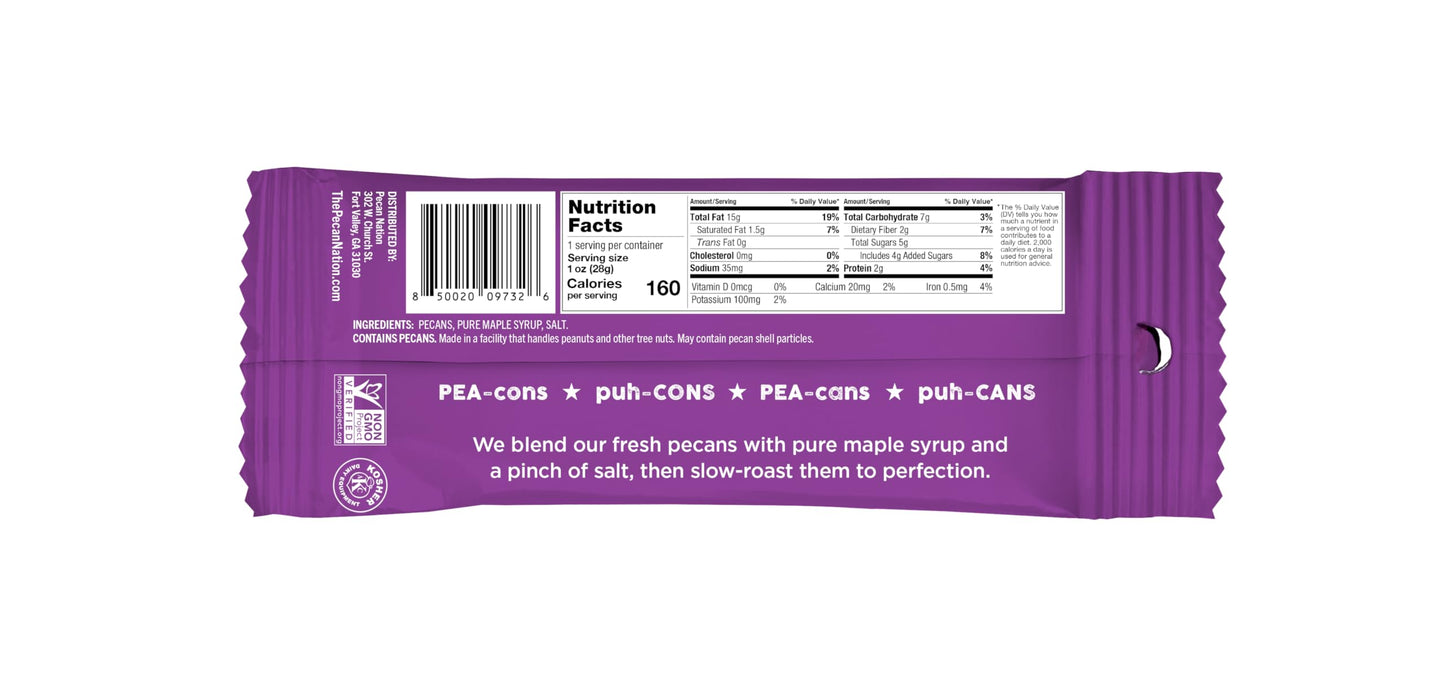 Pecan Nation Maple Roasted Pecan Pieces, Healthy Snack, 8 Count (2 Pack)