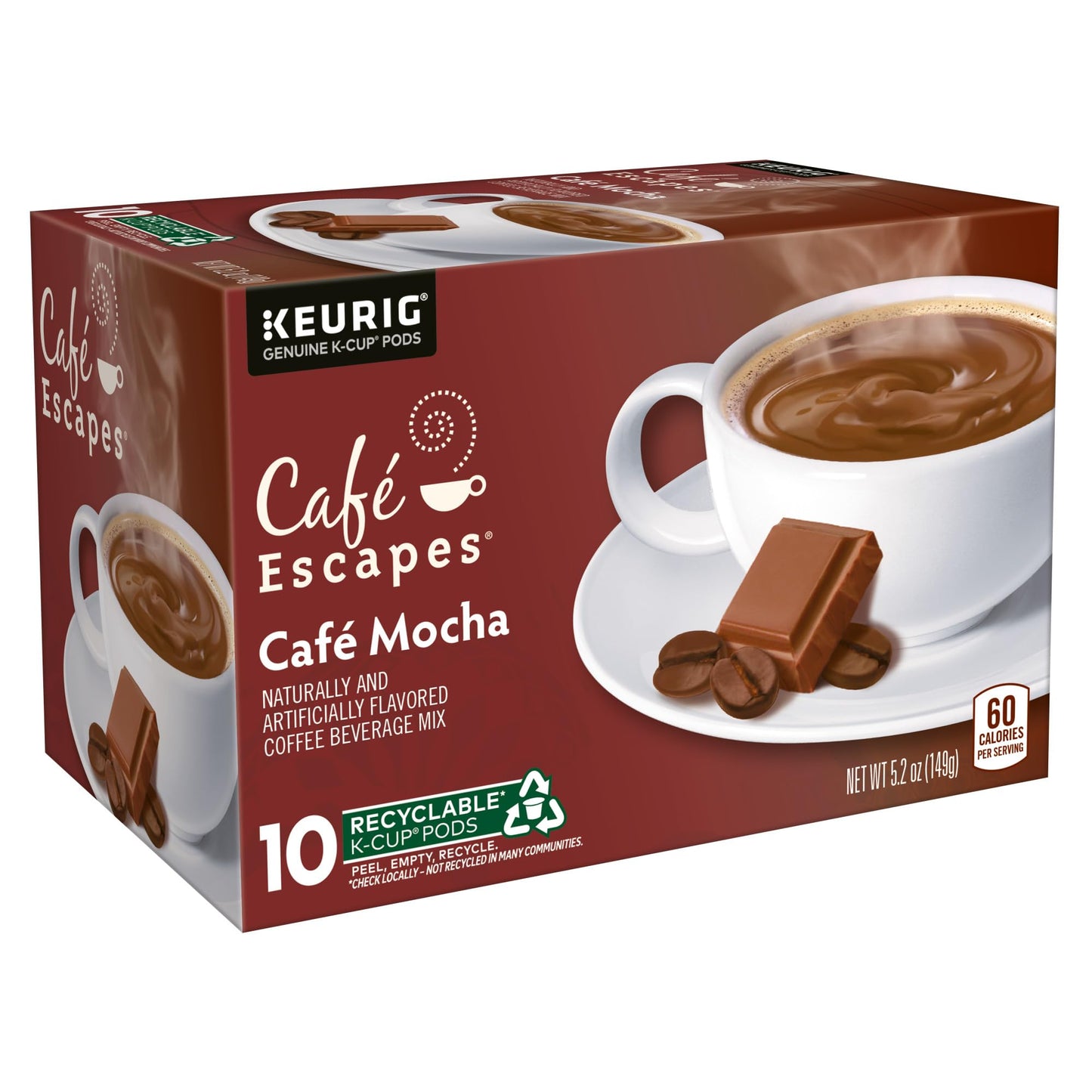 Caf   Escapes Caf   Mocha Coffee Beverage, Single-Serve K-Cup Pods, 60 Count