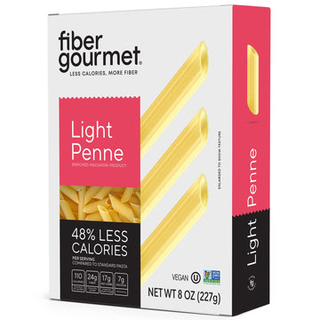Fiber Gourmet Pasta - Light Penne Pasta - Low Net Carb  Fiber-Rich  Low Calorie  Healthy Pasta - Made in Italy  Kosher  Vegan  Non-GMO - 8 Oz  Pack of 6