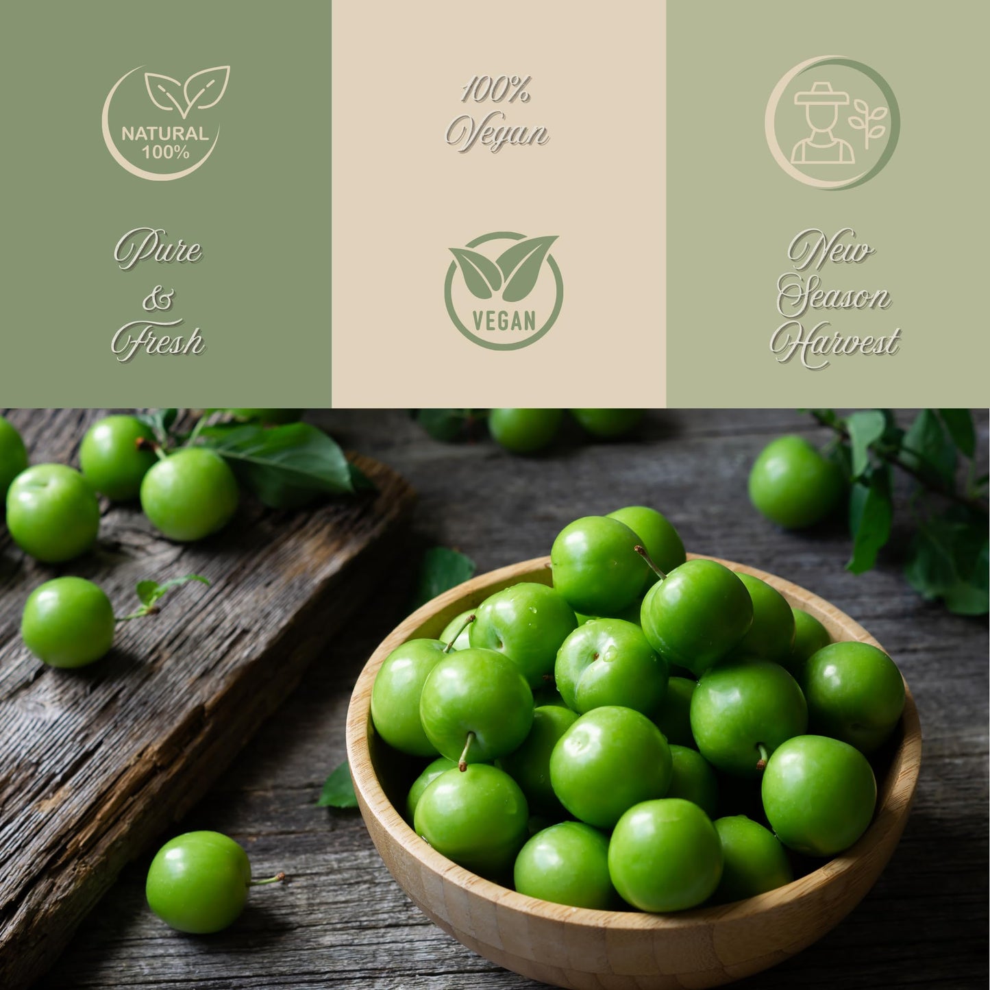 Ker-Ay Fresh Green Plum, Unripe Plum, Greengages, Raw Plum, Sour Plum, Erik, Goje Sabz, Can Erik (2 Lbs)