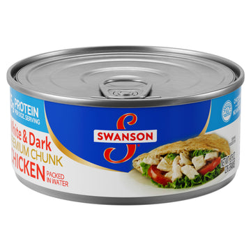 Swanson White And Dark Premium Chunk Canned Chicken Breast In Water, Fully Cooked Chicken, 9.75 Oz Can