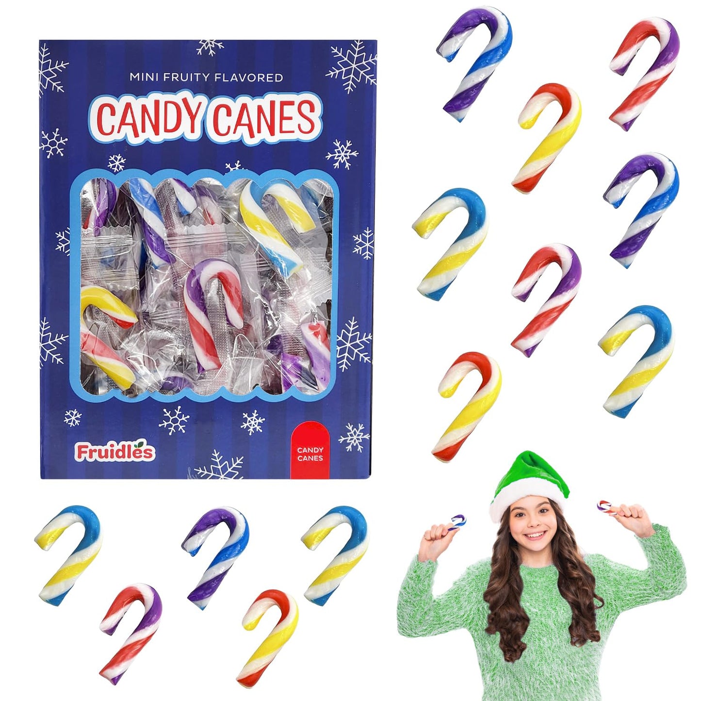Fruidles 200-Pack Christmas Candy Canes MiniS Suckers  Multicolored Fruity Flavor  Individually Wrapped  2 Inches