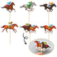 Ephlyn Horse Racing Cupcake Toppers, 36Pcs, Brown/White/Pink/Red, 2.4W x 3.9H, Kentucky Derby Party Supplies