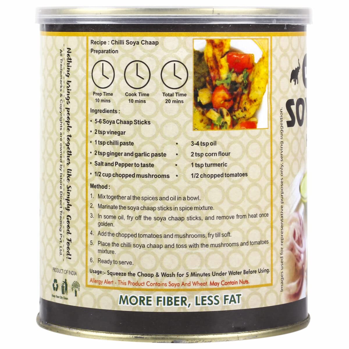 Urban Platter Vegan, Chunks On Stick Soya Chaap In Brine (800 To 500 G)