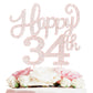 Happy 34Th Birthday Rose Gold Rhinestone Cake Topper - 34Th Birthdayanniversary,Cheers To 34 Years Old Bday Party Metal Sparkly