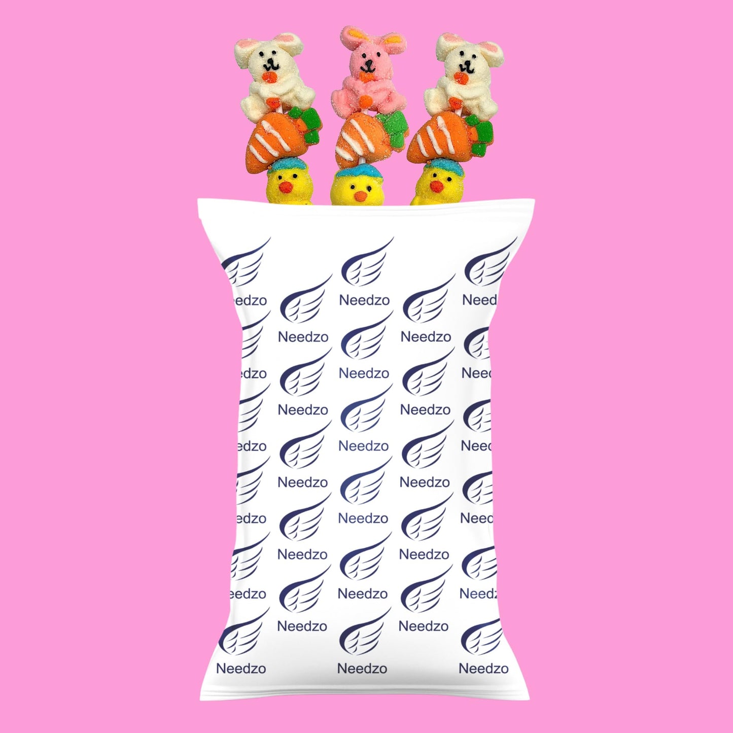 Needzo Marshmallow Kabobs Cute Bunny And Chick Shaped Marshmallows On A Stick, Gourmet Candy Party Favors For Boys And Girls, Pa