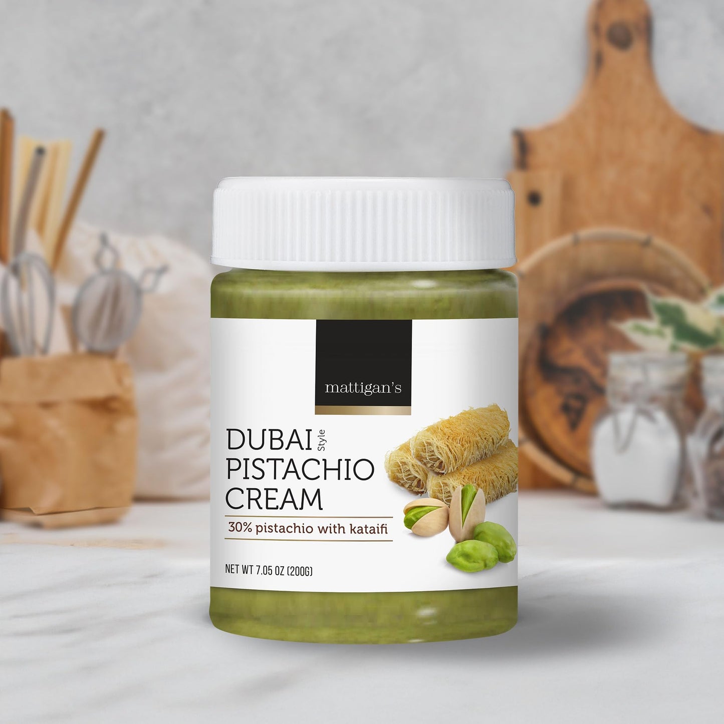 Mattigan’S Award-Winning Dubai Style Pistachio Cream With Crispy & Crunchy Kataifi, Make Your Own Viral Dubai Chocolate Bars, Gourmet Pistachio Spread – Great For Toppings, Fillings, & Gifts – 7.05 Oz