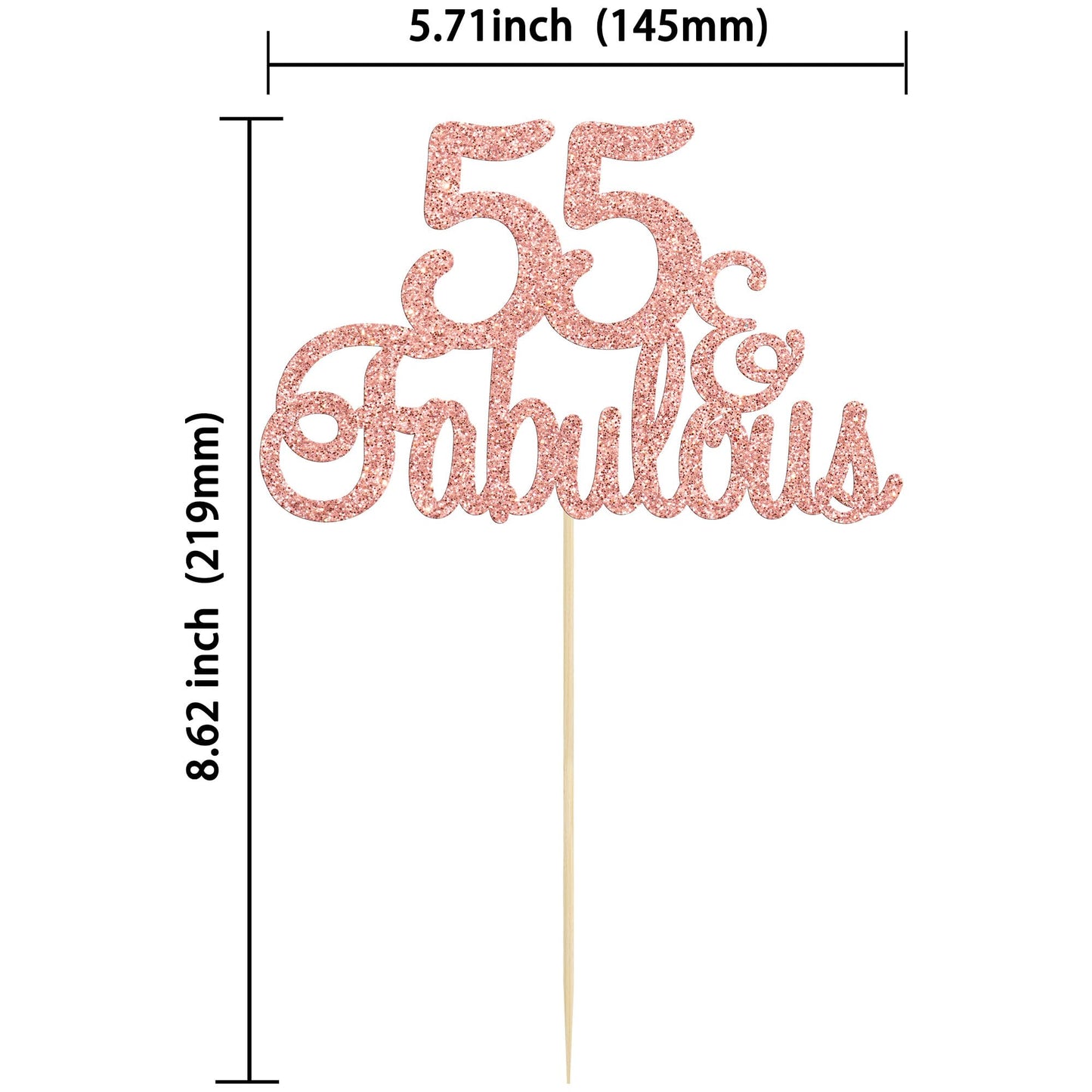 Gyufise 1Pcs 55 & Fabulous Cake Topper Rose Gold Glitter Fifty Five And Fabulous Cake Toppers Happy 55Th Birthday Cake Pick For