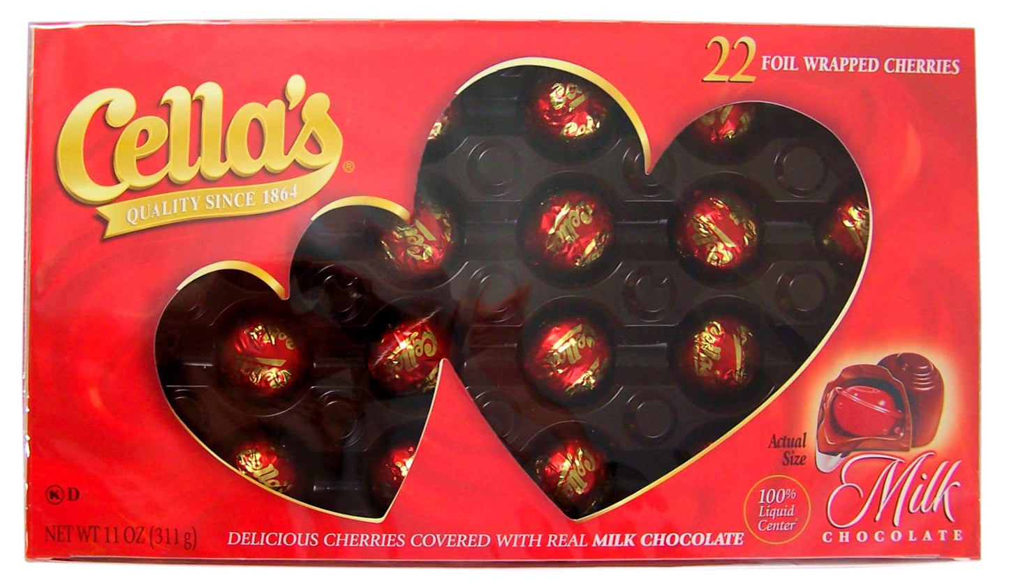 Cellas Delicious Cherry Covered with Real Milk Chocolate 22 Foil Wrapped Cherries 11 Oz
